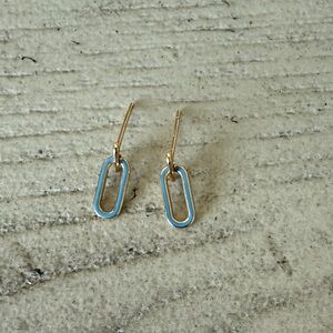 Saks Fifth Avenue Gold and Blue Hoop Earrings